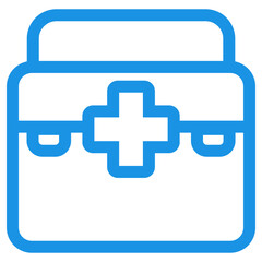 First aid kit icon with blue linear design 