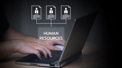 Human resource management, HR, recruitment, leadership and teambuilding. Business and technology concept.HR Human resources Recruitment Team Staff management Business concept.