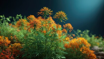 Naklejka premium Orange Wildflowers in a Field.