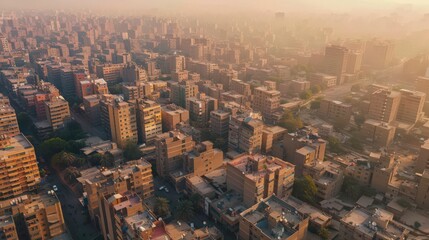 Obraz premium Present an aerial view of Cairo's residential neighborhoods, capturing the diverse architecture and community life from above. 