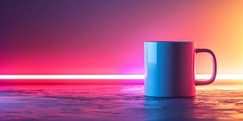 Neon Lit Smart Mug Modern Beverage Technology with Vibrant Design Concept
