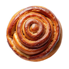 Fototapeta premium A top view cinnamon roll bread bun isolated on transparent background