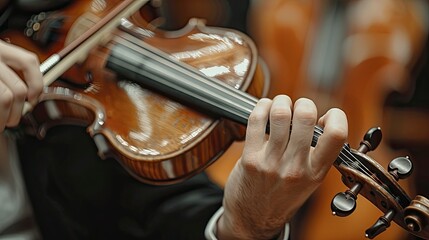 Violinist's fingers pressing strings, creating soul-stirring music