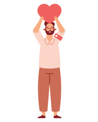 volunteer character with charity heart