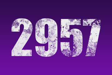 flat white grunge number of 2957 on purple background.	