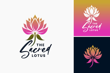 The Sacred Lotus Logo: Symbolizes purity and enlightenment, ideal for wellness or spiritual practices, conveying tranquility and holistic healing.