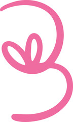 cute heart letter number 3 three