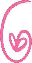 cute heart letter number 6 six