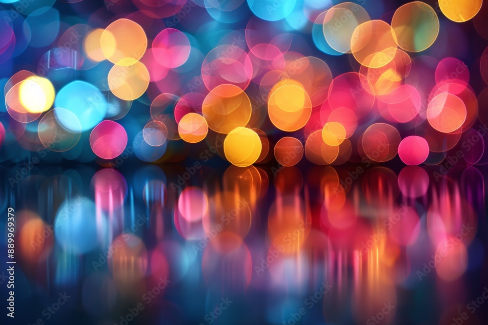 Wall mural bokeh lights depth of field on black.