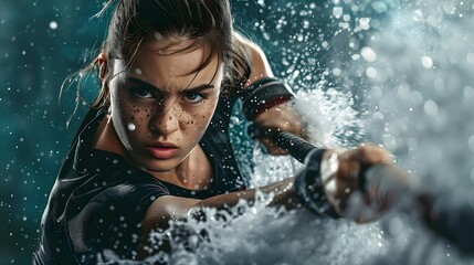 Portrait of a young woman doing sport. 
