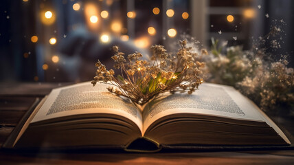 Free photo book composition with open book , Generative AI.