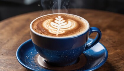 Steam Rising from a Cup of Coffee with Latte Art.