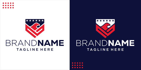 Creative V Logo With Military Eagle, Design Inspiration, Illustration, Vector