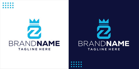 Creative Z Logo With Crown on Top, Design Inspiration, Illustration, Vector
