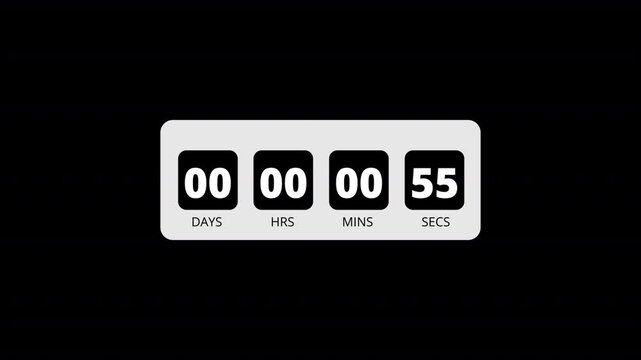One day countdown timer one minute animation from 60 to 0 seconds, 60 Seconds countdown, Day hour minute and second countdown timer, Countdown