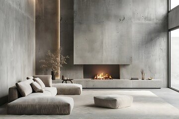 modern living room with fireplace