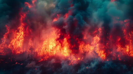 Forest Fire Catastrophe: Billowing Grey Plumes Rise, a Stark Warning