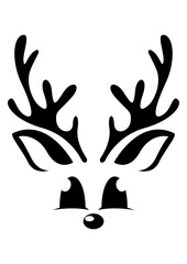 Reindeer | Peeking Reindeer | Reindeer Head | Forest Animal | Cute Reindeer Face | Reindeer Antler | Elk | Wildlife | Original Illustration | Vector and Clipart | Cutfile and Stencil