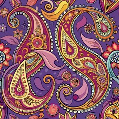  seamless pattern of paisley designs with a modern twist, Generative AI