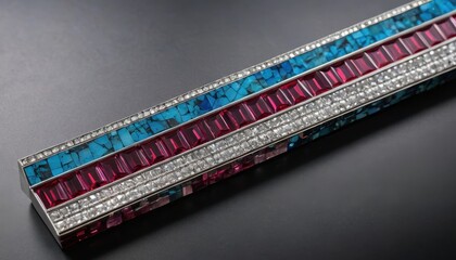 Gemstone Bracelet with Turquoise, Ruby and Diamond.