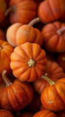 A pile of pumpkins, close-up, orange color tone, autumn season aethstetic, autumn, halloween concept image