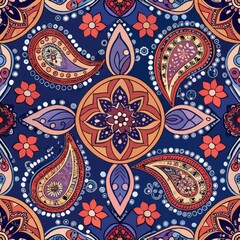 seamless pattern of paisley patterns with geometric accents, Generative AI