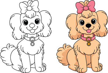 Cute Dog Outline Coloring Page