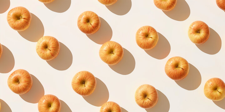 A background of chaussons aux pommes, each with its shadow, scattered across the canvas in an elegant display, with soft shadows on a white background