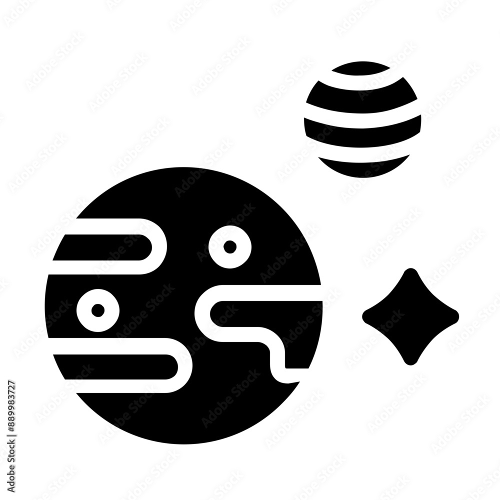 Poster planet icon design glyph style