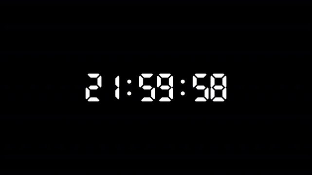 One day digital countdown timer twenty four hours animation in one minute, Digital twenty four hours countdown, twenty four hours timer animation in sixty seconds, Countdown