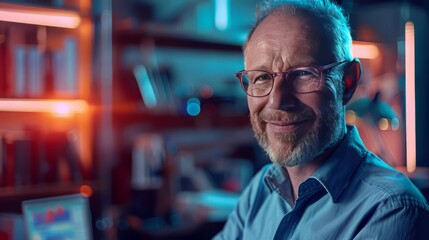 Fototapeta premium Portrait of a Senior Scientist Smiling in a Laboratory