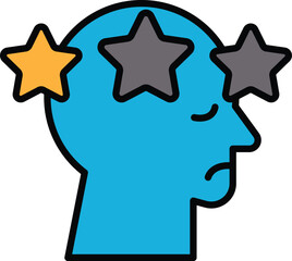 A blue head with three stars on it