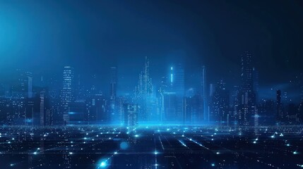 Obraz premium Futuristic Cityscape with Glowing Grid