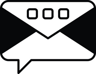A black and white envelope with three squares on it