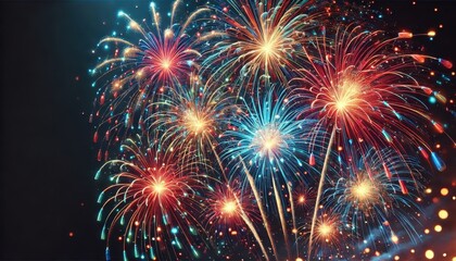 Fototapeta premium Colorful Fireworks Display in the Night Sky.