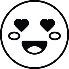 black and white smiling face with two hearts on it
