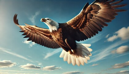 Obraz premium Majestic Bald Eagle Soaring Through the Clouds