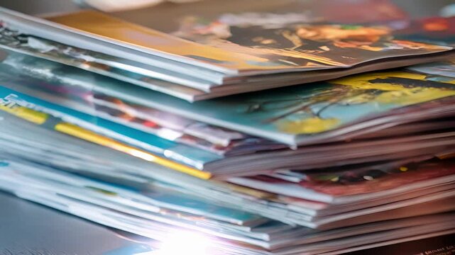 A stack of brochures arranged neatly on a table featuring information on museums historical sites and other popular tourist destinations.