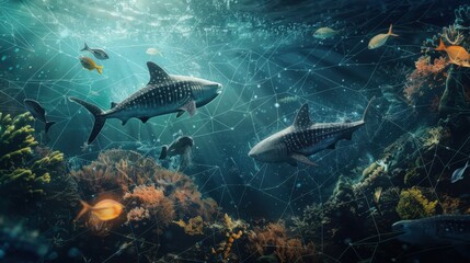 Food Web: A detailed network of overlapping food chains in an ecosystem, demonstrating the complex feeding relationships and interactions among various organisms.
