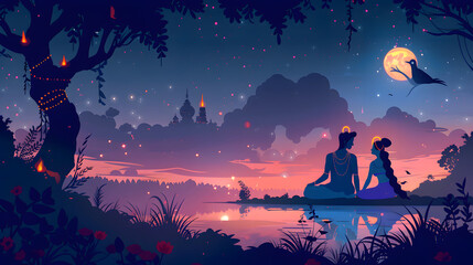 Krishna Janmashtami celebration vector banner