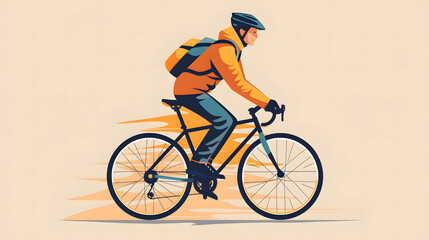 Obraz premium man riding bicycle vector flat minimalistic isolated illustration