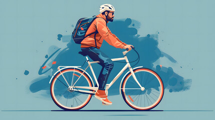 Obraz premium man riding bicycle vector flat minimalistic isolated illustration