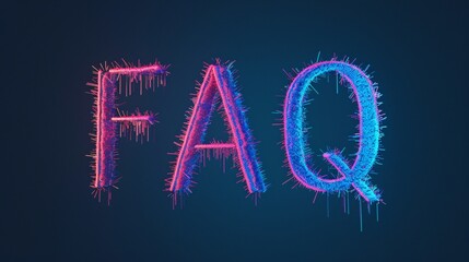 Fototapeta premium FAQ Text in 3D with Neon Lights