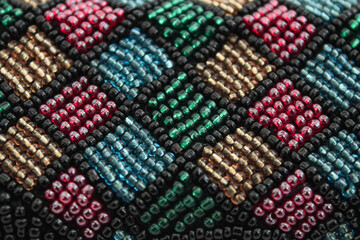 close up of colorful beads