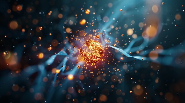 Visualize the inside of an atomic nucleus, with quarks and gluons interacting through the strong force, demonstrating quantum chromodynamics in action