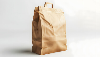 Maqueta de bolsa de papel para entrega de comida aislada sobre fondo blanco