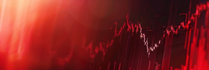 Close-up of a red stock market chart with jagged lines, depicting a downward trend