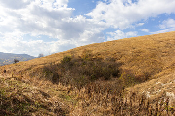 the beginning of autumn, walks in the highlands, panoramic views and the seasonal state in nature and the colors of autumn