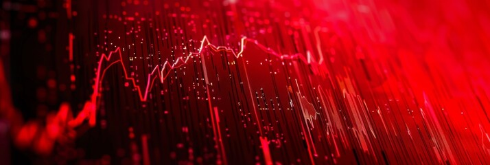 A red stock market chart with jagged lines and downward trends, symbolizing financial crisis and recession