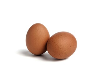 Brown chicken eggs isolated against white background